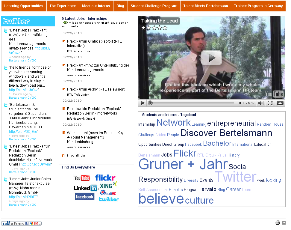 Welcome Students and Interns - Create Your Own Career - Bertelsmann Jobs and Careers_1266931455767