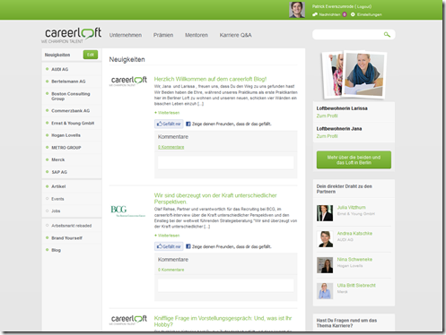 careerloft_startseite_nach_login